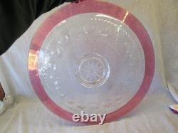HUGE 23+ CRANBERRY FLASHED Indiana Glass Kings Crown Pattern PUNCH BOWL PLATE