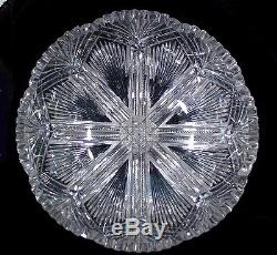 Huge American Brilliant Period Abp Classically Cut Glass Punch Bowl