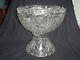 HUGE ANTIQUE CUT CRYSTAL PUNCH BOWL Etched Compliments of Openero Club 1910