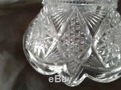 HUGE Brilliant ABP Cut Glass Crystal Punch Bowl Pedestal Hobstars 12