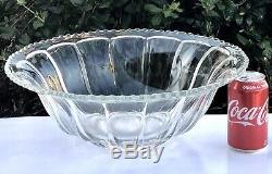 HUGE EAPG Punch Bowl Paneled Design 100 Years Old Sawtooth Rim 24-30 Cup 15 3/4