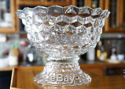 HUGE Fostoria AMERICAN CRYSTAL PUNCH BOWL with BASE Hard to Find