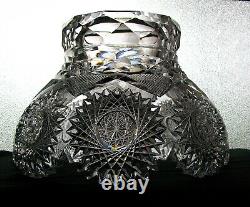 HUGE TOP QUALITY PB BASE American Brilliant Cut Glass ABP Exc Cond GORGEOUS