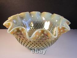 HUGE VTG Fenton Aqua Opal Hobnail Carnival Glass Punch Bowl Top