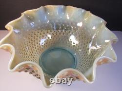 HUGE VTG Fenton Aqua Opal Hobnail Carnival Glass Punch Bowl Top