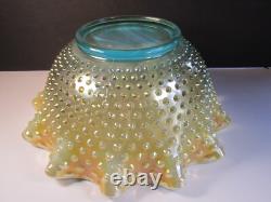 HUGE VTG Fenton Aqua Opal Hobnail Carnival Glass Punch Bowl Top