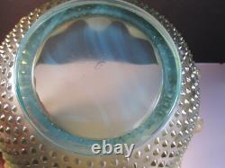 HUGE VTG Fenton Aqua Opal Hobnail Carnival Glass Punch Bowl Top