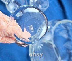 Hand Blown Glass Punch Bowl w Lid, Ladle & 8 Cups Cut Glass Floral Vintage 1920