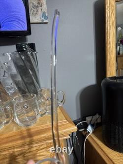 Handcrafted Romanian Art Glass Punch Bowl with Ladle & 4 Mugs Mid Century Style