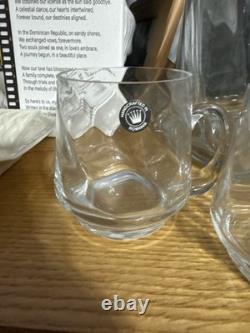 Handcrafted Romanian Art Glass Punch Bowl with Ladle & 4 Mugs Mid Century Style