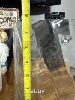 Handcrafted Romanian Art Glass Punch Bowl with Ladle & 4 Mugs Mid Century Style