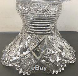 Hawkes American Brilliant 15 Punch bowl with Base Signed Cut Glass 14 Tall As Is