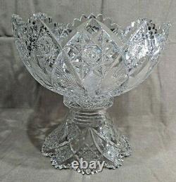 Hawkes Cut Glass Holland 15 Punch Bowl with Pedestal American Brilliant ABP