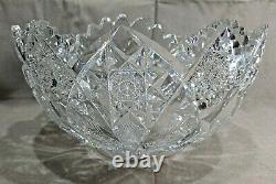 Hawkes Cut Glass Holland 15 Punch Bowl with Pedestal American Brilliant ABP