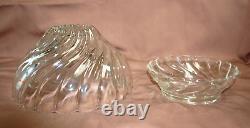 Hazel-Atlas Colonial Swirl Shell Crystal Punch Bowl, Stand, 11 Cups & Ladle T1337