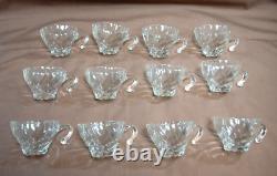 Hazel-Atlas Colonial Swirl Shell Crystal Punch Bowl, Stand, 12 Cups & Ladle T1336