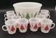 Hazel Atlas Holiday Punch Bowl Set 10 Mugs Cups Milk Glass Christmas Tree 1950s