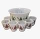 Hazel Atlas Holiday Punch Bowl Set 6 Mugs Cups Milk Glass Christmas Tree Mint