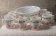 Hazel Atlas Milk Glass 9 Egg Nog Punch Bowl w 8 Mugs TOM & JERRY Christmas