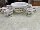 Hazel Atlas Milk Glass Egg Nog Punch Bowl Set 6 Cups & 1 Bowl Circa 1950's Xmas