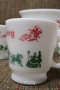 Hazel Atlas Milk Glass Tom Jerry 17 Mugs Cups & 9 Christmas Punch Bowl Set