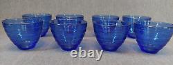 Hazel Atlas Punch Bowl & Cups, 11pc Art Deco Chrome\Cobalt Blue Glass