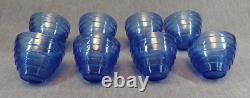 Hazel Atlas Punch Bowl & Cups, 11pc Art Deco Chrome\Cobalt Blue Glass