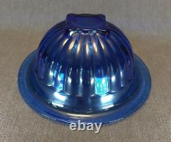 Hazel Atlas Punch Bowl & Cups, 11pc Art Deco Chrome\Cobalt Blue Glass