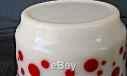 Hazel Atlas Red Polka Dot Punch Bowl Set With 6 Green Polka Dot Mugs