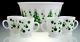 Hazel Atlas Vintage Christmas Tree Punch Bowl & 4-Green Polka Dot Mugs