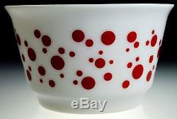 Hazel Atlas Vintage Red Polka Dot Punch Bowl-Including 6 Green Polka Dot Mugs