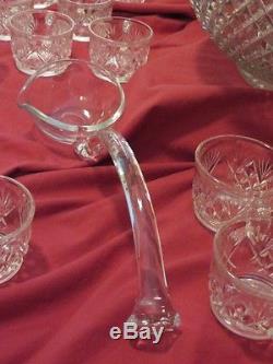 Heavy Crystal 20 piece Punch Bowl Set Pineapple Design. L. E. Smith Glass Co