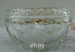 Heavy Crystal Glass Large Punch Bowl with Underplate with 7 Punch Cups