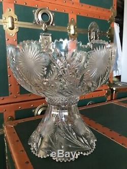 Heavy & Large Vintage Crystal Punch Bowl Ornate Design With Stand (removable)