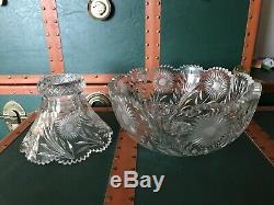 Heavy & Large Vintage Crystal Punch Bowl Ornate Design With Stand (removable)