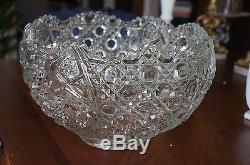 Heavy Vintage L E SMITH pressed glass punch bowl SET -18 pieces