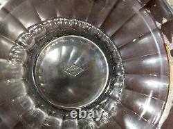 Heisey Banded Flute Glass Punch Bowl With Stand Nice Condition