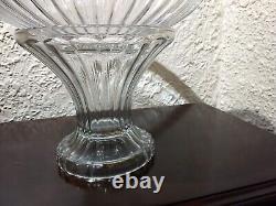 Heisey Banded Flute Glass Punch Bowl With Stand Nice Condition