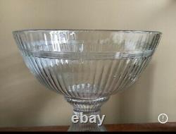 Heisey Banded Flute Glass Punch Bowl With Stand Pristine Condition