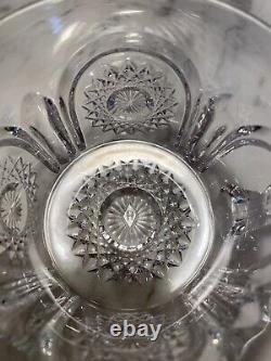 Heisey Beaded Panel Sunburst Punch Bowl Set 15 pcs