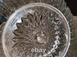 Heisey Beaded Panel Sunburst Punch Bowl Set 15 pcs