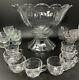Heisey COLONIAL CLEAR 2 Piece Punch Bowl With Stand 14x11 & 23 Cups (8 Heisey)