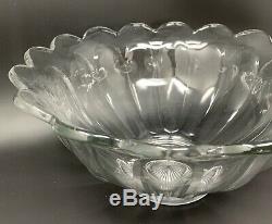 Heisey COLONIAL CLEAR 2 Piece Punch Bowl With Stand 14x11 & 23 Cups (8 Heisey)