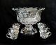 Heisey Colonial Diminutive Size 11 Wide Punch Bowl, Stand & Cups Quite Scarce