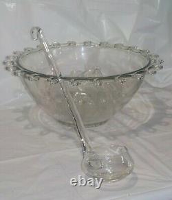 Heisey Elegant Glass Lariat Punch Set Bowl Cups Ladle