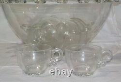 Heisey Elegant Glass Lariat Punch Set Bowl Cups Ladle