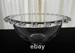 Heisey Glass Clear Lariat Blown Punch Bowl, 11 Cups, 11 Hooks, Ladle, 24 pc. Set