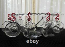 Heisey Glass Clear Lariat Blown Punch Bowl, 11 Cups, 11 Hooks, Ladle, 24 pc. Set