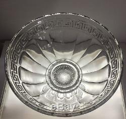 Heisey Glass Greek Key Large 2-part Punch Bowl & Stand Super A+ Estate Sale