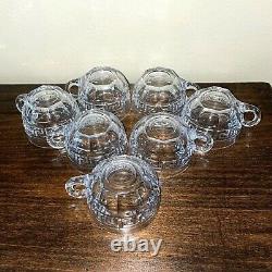 Heisey Glass Greek Key Punch Bowl, Stand And 7 Cups